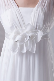 Chiffon Strapless Column Dress with Hand-made Flower