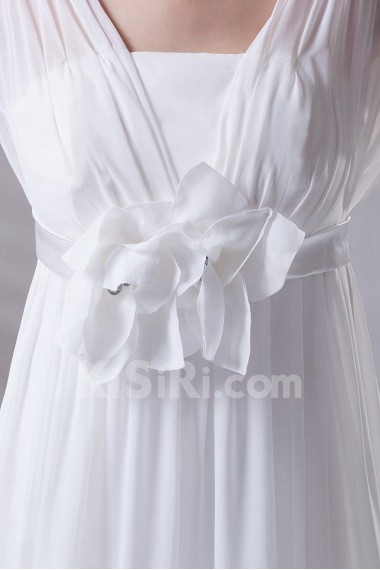 Chiffon Strapless Column Dress with Hand-made Flower