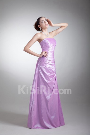 Taffeta Strapless A Line Dress with Embroidery