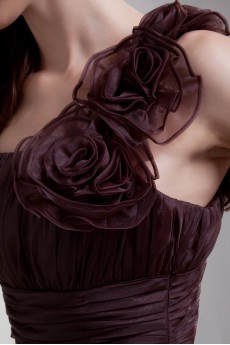 Organza One Shoulder Sheath Delicately Ruched Dress