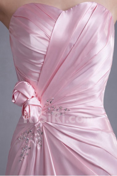 Silk Sweetheart Sheath Dress with Hand-made Flower
