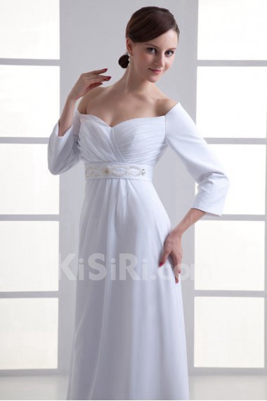 Chiffon Sweetheart Empire Gown with Three-quarter Sleeves