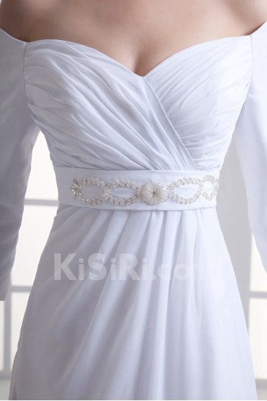 Chiffon Sweetheart Empire Gown with Three-quarter Sleeves