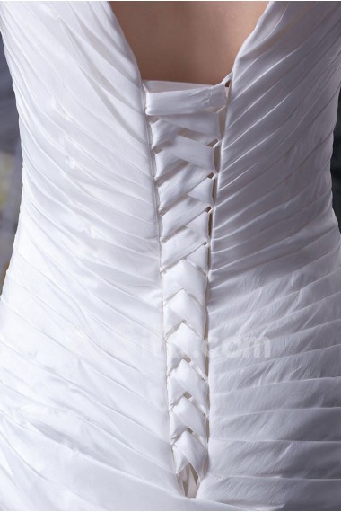Satin V-Neckline A-Line Dress with Ruffle