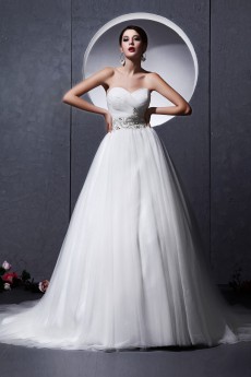 Tulle Sweetheart A-Line Dress with Ruffle Beaded