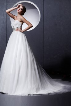 Tulle Sweetheart A-Line Dress with Ruffle Beaded