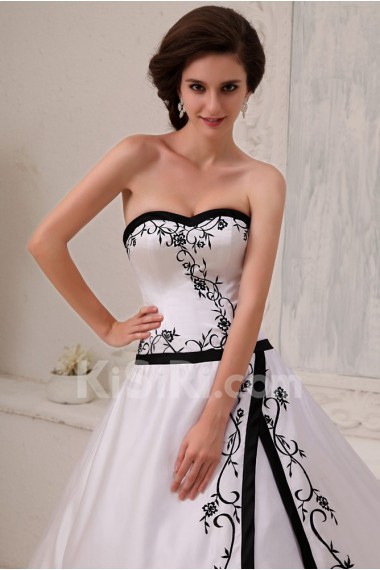 Satin Sweetheart A-Line Dress with Embroidery 