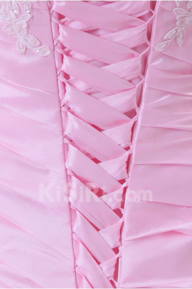Taffeta Strapless A-Line Dress with Embroidery Ruffle