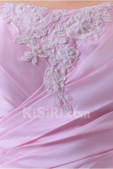 Taffeta Strapless A-Line Dress with Embroidery Ruffle