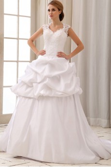 Satin Sweetheart A-Line Dress with Embroidery and Ruffle