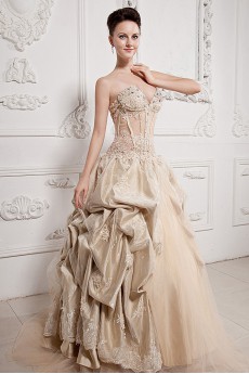 Organza and Satin Sweetheart Ball Gown with Beaded and Ruffle
