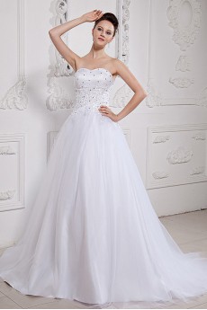 Satin and Tulle Sweetheart A-line Dress
