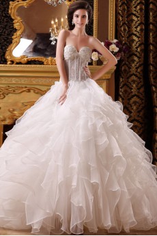 Organza and Satin Sweetheart Floor Length Ball Gown 