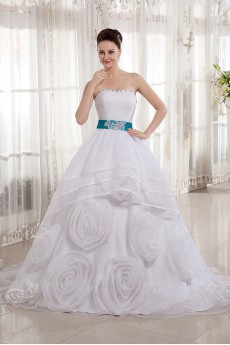 Organza Sweetheart Ball Gown with Beaded and Flowers