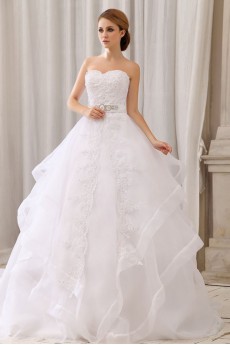 Organza and Lace Sweetheart Ball Gown