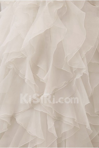 Organza and Lace Strapless A-line Dress