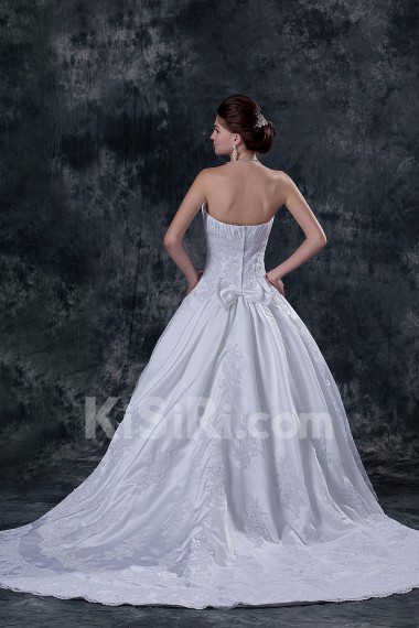 Satin Strapless Floor Length Ball Gown with Beaded and Ruffle