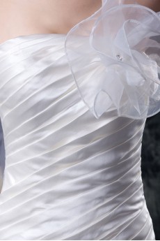 Organza Strapless Mermaid Dress with Ruffle Hand-made Flower