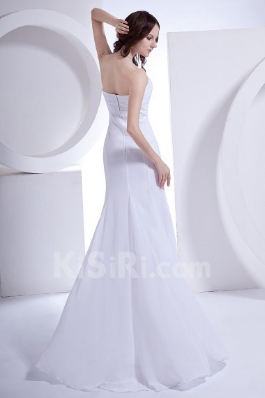 Satin and Chiffon Strapless A-Line Dress with 