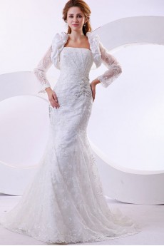 Satin and Lace Strapless Mermaid Dress with Jacket