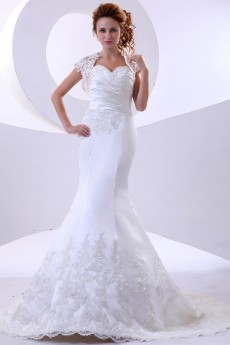 Lace Satin Sweetheart Mermaid Dress with Embroidery