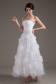 Organza Sweetheart Ankle-Length A-Line Dress