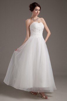 Satin and Organza Sweetheart Ankle-length Ball Gown