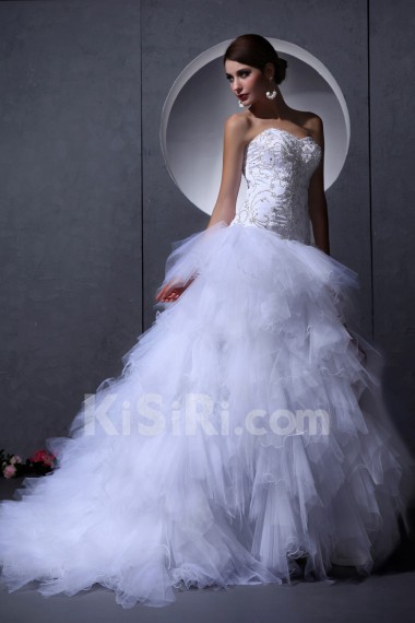Satin and Tulle Sweetheart A-Line Dress 