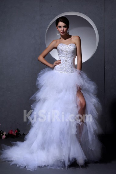 Satin and Tulle Sweetheart A-Line Dress 