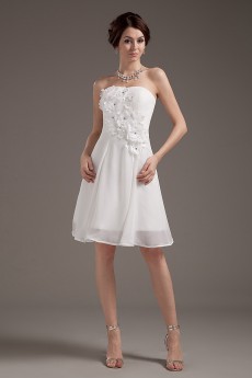 Chiffon Strapless Short A-line Dress with Embroidery