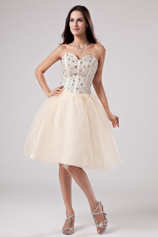 Yarn Sweetheart Short Ball Gown with Embroidery