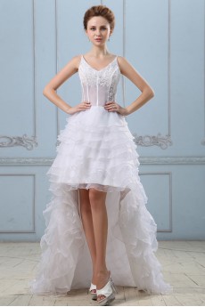 Gauze V-Neckline A-line Dress with Embroidery