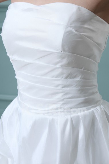 Taffeta Strapless Ankle-Length A-line Dress with Ruffle