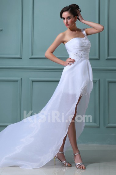 Yarn and Satin One-Shoulder A-line Dress
