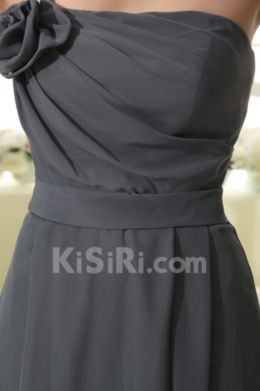Chiffon Strapless Short Dress with Handmade Flower