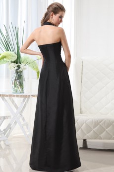 Taffeta Halter Neckline Floor Length A-line Dress with Beaded