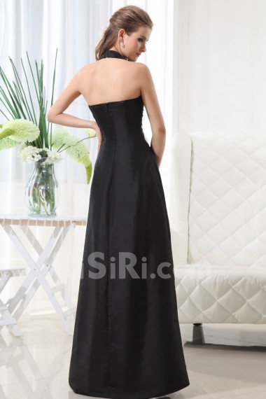 Taffeta Halter Neckline Floor Length A-line Dress with Beaded