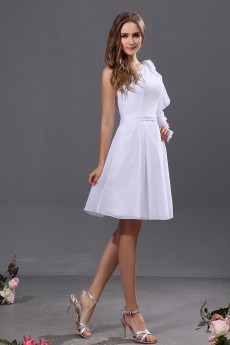 Chiffon One-Shoulder Short A-line Dress with Ruffle