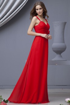 Chiffon V-Neckline Floor Length Empire Dress