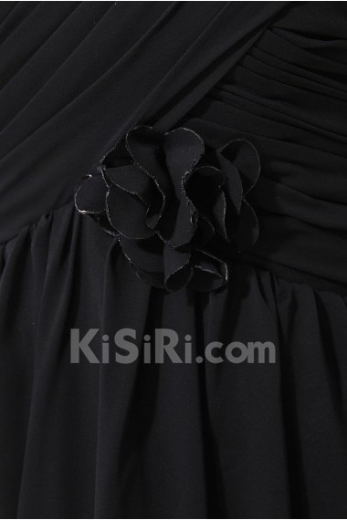 Chiffon V-Neckline Floor Length A-line Dress with Hand-made Flower