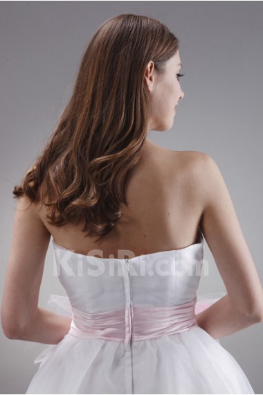 Satin Strapless Short A-line Dress with Bow