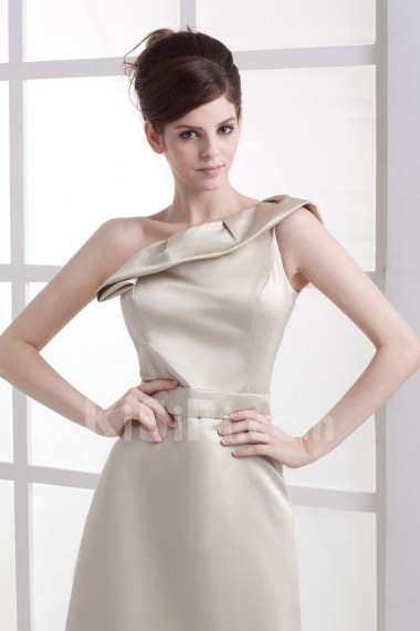 Satin One-Shoulder Floor Length A-line Dress with Ruffle