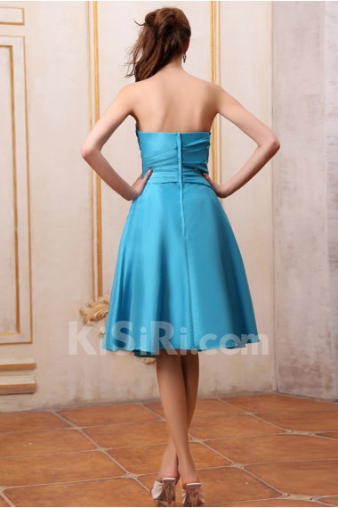Taffeta Strapless Short A-line Dress with Ruffle