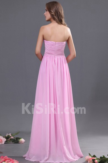 Chiffon Sweetheart Floor Length A-line Dress with Hand-made Flower