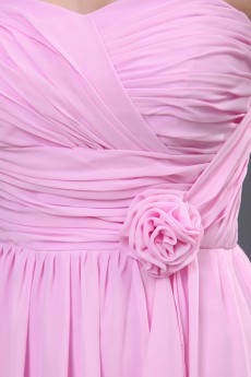 Chiffon Sweetheart Floor Length A-line Dress with Hand-made Flower