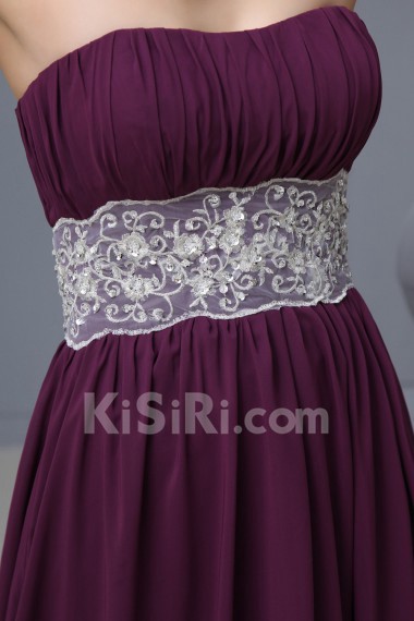 Chiffon Scoop Neckline Empire Dress with Lace