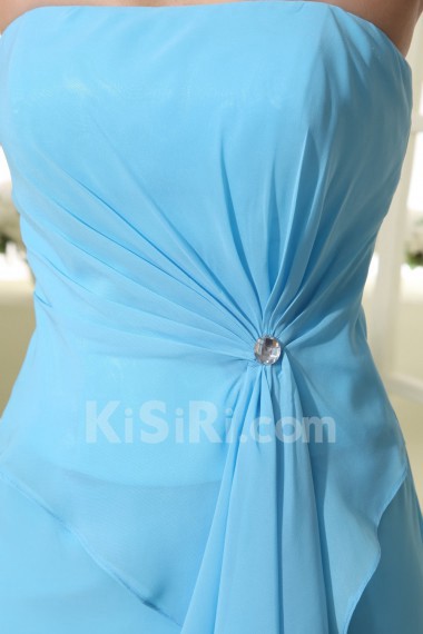 Chiffon Strapless Floor Length A-line Dress with Crystal