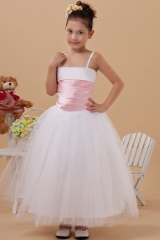 Taffeta and Organza Jewel Neckline Ankle-Length Ball Gown Dress with Ruffle