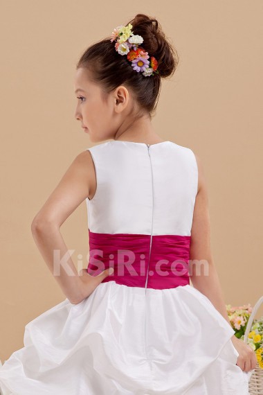 Satin Jewel Neckline Tea-Length A-line Dress