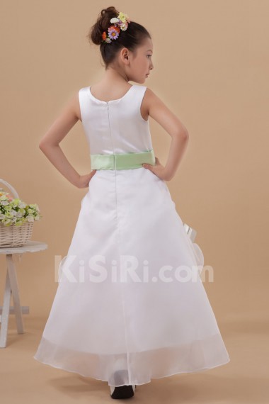 Organza Jewel Neckline Ankle-Length A-line Dress